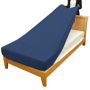 MNS675090-72 [のびのびぴったりシーツ 敷ふとん・ベッドマットレス兼用 シンカーパイル Qサイズ （145×185×30cm） ネイビー]