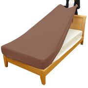 MNS675090-93 [のびのびぴったりシーツ 敷ふとん・ベッドマットレス兼用 シンカーパイル Qサイズ （145×185×30cm） ブラウン]
