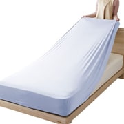 MNS673091-76 [のびのびシーツ ニット素材 サックス セミダブル・ダブルサイズ共通 （110×185×30cm） 敷ふとん・ベッドマットレス兼用 ぴったりフィット ストレッチ素材]