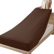 MNS673091-93 [のびのびシーツ ニット素材 ブラウン セミダブル・ダブルサイズ共通 （110×185×30cm） 敷ふとん・ベッドマットレス兼用 ぴったりフィット ストレッチ素材]