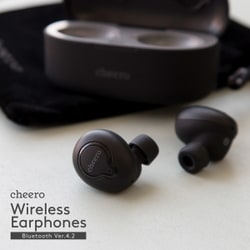 cheero チーロ 完全ワイヤレスイヤホン wireless earphones che-615-bk 黒 充電ケース付 オファー