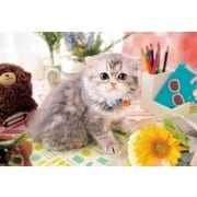 25-165 ねことくまとひまわり [ジグソーパズル めざせ！パズルの達人 300ピース （完成サイズ：26×38cm）]