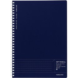 ソフトリングノート Biz セミB5（252×179mm） B罫（中横罫）/罫幅6mm（ドット入り・エッジタイトル罫入り） 35行 40枚 紺 ス-SJ201BT-DB