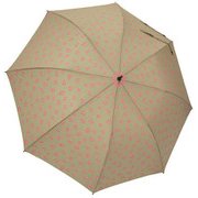 1105-BE [雨晴兼用 ハートヒョウ柄 ショートワイド雨傘 ベージュ 60cm スライド式中棒]