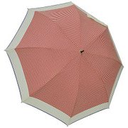 1109-OW×RD [雨晴兼用 マリンボーダー ショートワイド雨傘 オフホワイト×レッド 60cm スライド式中棒]