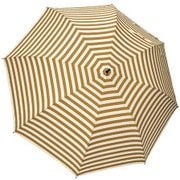 1111-OW×BE [雨晴兼用 ボーダー柄 ショートワイド竹手元雨傘 オフホワイト×ベージュ 60cm スライド式中棒]