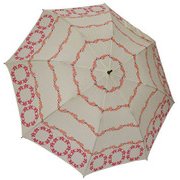 1118-OW [雨晴兼用 ゴールドフラワーボーダー ショートワイド雨傘 オフホワイト 60cm スライド式中棒]