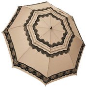 1115-BE [雨晴兼用 レースプリント ショートワイド雨傘 ベージュ 60cm スライドしないタイプ]
