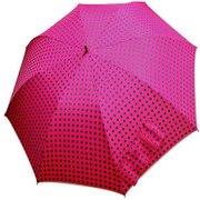 1108-PK [雨晴兼用 裾パイピングドット柄 ショートワイド雨傘 ピンク 60cm スライド式中棒]