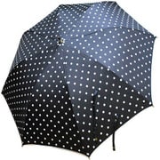 1108-BK [雨晴兼用 裾パイピングドット柄 ショートワイド雨傘 ブラック 60cm スライド式中棒]