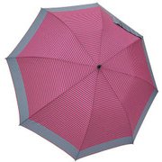 1109-GY×PK [雨晴兼用 マリンボーダー ショートワイド雨傘 グレー×ピンク 60cm スライド式中棒]