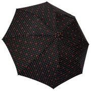 1101-BK [雨晴兼用 リボンドット ショートワイド雨傘 ブラック 60cm スライド式中棒]
