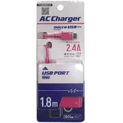 microUSB端子スマートフォン用 急速充電対応 2.4A出力 1.8m ピンク ACU-SP02P