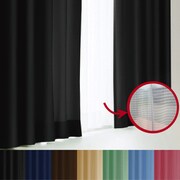 遮光性カーテン&ミラーレースカーテン ピュアブラック 幅100×丈135cm 4枚セット(カーテン2枚、レースカーテン2枚) エール カーテン&レースセット BK 100x135 4P