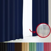遮光性カーテン&ミラーレースカーテン ロイヤルブルー 幅100×丈220cm 4枚セット(カーテン2枚、レースカーテン2枚) エール カーテン&レースセット NV 100x220 4P