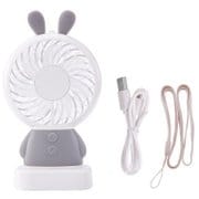 アニマルミニ扇風機 USB充電式 うさぎ グレー IQ-TF-RA-GY