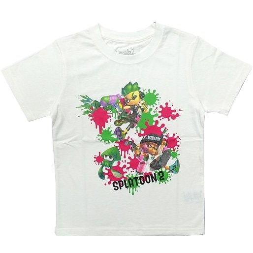 スプラトゥーン2 Kids 送料無料でお届けします ナワバリバトルtシャツ 110cm Wht キャラクターグッズ