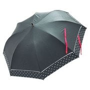 27301BK [ショートワイド傘 裾切継ぎドットプリント 折りたたみ傘 晴雨兼用 60cm ブラック]