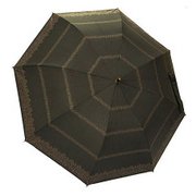 27340BK [ショートワイド傘 レースボーダープリント 折りたたみ傘 晴雨兼用 55cm ブラック]
