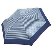 1309-NVOW [マリンボーダー 折りたたみ雨傘 ネイビー×オフ ポリエステル100％ 50cm 楽折りミニ]