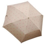 1301-BE [リボンドット 折りたたみ雨傘 ベージュ ポリエステル100％ 50cm 楽折りミニ]