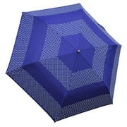 1304-NV [ドットボーダー 折りたたみ雨傘 ネイビー ポリエステル100％ 50cm 楽折りミニ]