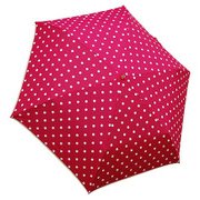 1308-PK [裾パイピングドット柄 折りたたみ雨傘 ピンク ポリエステル100％ 50cm 楽折りミニ]