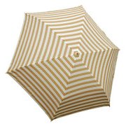 1311-OWBE [ボーダー柄 折りたたみ竹手元雨傘 オフ×ベージュ ポリエステル100％ 50cm 楽折りミニ]