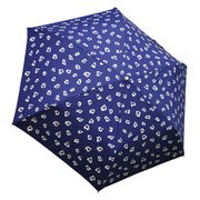 1305-NV [ハートヒョウ柄 折りたたみ雨傘 ネイビー ポリエステル100％ 50cm 楽折りミニ]