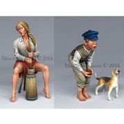 Man35114 バターをこねる女性＆子供＆犬セット [1/35 レジン製ミリタリーフィギュア]