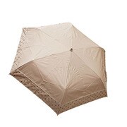 27501PK [折りたたみ傘 晴雨兼用 C／C 裾切継ぎ ドットプリント ピンク 50cm 楽折りミニ]