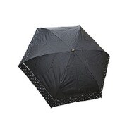 27501BK [折りたたみ傘 晴雨兼用 C／C 裾切継ぎ ドットプリント ブラック 50cm 楽折りミニ]