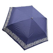 27551NV [折りたたみ傘 晴雨兼用 C／C ハワイアンキルト柄刺繍 ネイビー 50cm 楽折りミニ]