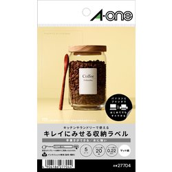 エーワン キレイにみせる収納ラベル 水に強い マット紙 4面 27704