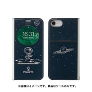 PEANUTS フリップ窓付きダイアリーケース スヌーピー 宇宙 ネイビー [iPhone SE（第2世代）/8/7/6s/6 4.7インチ用ケース]