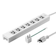 電源タップ マグネット 7個口 3m 3ピン 抜け止め 一括スイッチ 3P/2P変換アダプタ付 コンセントキャップ2個 ネームタグ7枚 ホワイト 簡易ビニールパッケージ TAP-F37-3ZAD