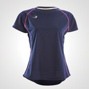 WD082LNVPI [BM･DRY エアーメッシュ ハーフスリーブ WOMEN L ネイビー×ピンク]