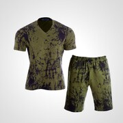 MA038MKH [3DロゴプリントTシャツ＆ハーフパンツ2 M カーキ]