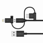 ユニバーサルケーブル (Lightning、micro-USB、USB-Cコネクタ付き) F8J050bt04-BLK