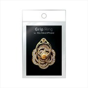 LP-SMRG01RFDBK [スマートフォンリング Grip Ring Rhinestone Flower ゴールド/ブラック]
