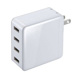 サンワサプライ - ACA-IP54W USB充電器(4ポート・合計6A・ホワイト)