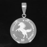 ジュエリー Pt999 純プラチナ コインペンダント 2018 Unicorn 1/20oz/16mm/Pt900フレーム ロイヤルミント