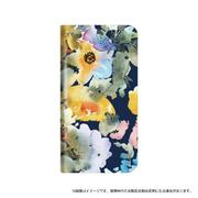 シンプルスマホ4 手帳型ケース Flower ネイビー LP-AQSPS05