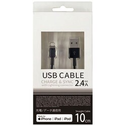 Lightningケーブル Apple認証品 スリムコネクタ 10cm ブラック UDM-SL010K