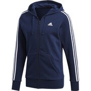 BVC47 [ESSENTIALS 3ストライプス スウェット フルジップパーカー 裏毛 メンズ カレッジネイビー×ホワイト J/M]