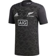DMQ32 [ラグビーウェア Tシャツ オールブラックス パフォーマンスT メンズ ブラック×ダークグレー×カーボンS18 O]