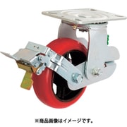 KTU-150WJS-GS [プレート式緩衝牽引キャスター（ウレタン車） 自在ストッパー式 直径150 バネ付 緑]