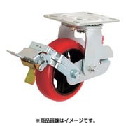 イノアック プレート式緩衝牽引キャスター（ウレタン車） 自在ストッパー式 Φ150 バネ付（赤） KTU-150WJS-RS