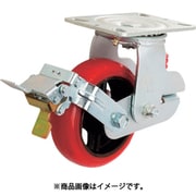 KTU-200WJS-RS [プレート式緩衝牽引キャスター（ウレタン車） 自在ストッパー式 直径200 バネ付 赤]