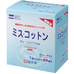 白十字 ミズ・コットン 滅菌済 25包入 [精製水コットン]